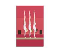 CWLLOG Canvas Prints Wall Art Posters Sports Gymnasts Handstand Pose Against Red Background Unframe-style Modern Living Room And Bedroom Decor 12x18inch(30x45cm)