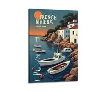 CWLLOG Canvas Prints Wall Art Posters Travel Retro Style French Riviera Style Modern Living Room And Bedroom Artwork Decor 24x36inch(60x90cm)