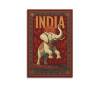 CWLLOG Canvas Prints Wall Art Posters Travel Retro Style India Elephant Culture Modern Living Room And Bedroom Artwork Decor 20x30inch(50x75cm)