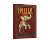 CWLLOG Canvas Prints Wall Art Posters Travel Retro Style India Elephant Culture Modern Living Room And Bedroom Artwork Decor 24x36inch(60x90cm)