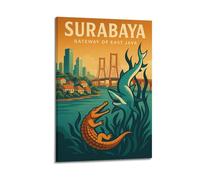 CWLLOG Canvas Prints Wall Art Posters Travel Surabaya Gateway of East Java Frame-style Modern Living Room And Bedroom Decor 20x30inch(50x75cm)