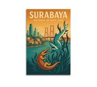 CWLLOG Canvas Prints Wall Art Posters Travel Surabaya Gateway of East Java Unframe-style Modern Living Room And Bedroom Decor 20x30inch(50x75cm)