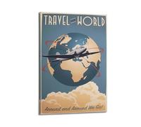 CWLLOG Canvas Prints Wall Art Posters Vintage Travel The World Frame-style Modern Living Room And Bedroom Decor 12x18inch(30x45cm)