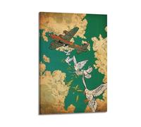 CWLLOG Canvas Prints Wall Art Posters War Doves Of Peace Beside The Warplane Modern Living Room And Bedroom Artwork Decor 08x12inch(20x30cm)