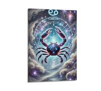 CWLLOG Canvas Prints Wall Art Posters Zodiac Cancer Starry Sky Crab Symbol Frame-style Modern Living Room And Bedroom Decor 08x12inch(20x30cm)