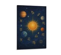 CWLLOG Canvas Prints Wall Art Posters Zodiac Celestial Bodies Signs Frame-style Modern Living Room And Bedroom Decor 24x36inch(60x90cm)