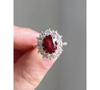 CWLPSL Cute Dainty Women's 14K Gold Ruby Vintage CZ Statement Red Garnet Rings for Women Gifts Pomegranate Jewelry Anniversary Ring Jewelry Gemstone Promise Engagement Love Ring Size 6