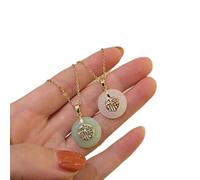 CWLPSL Hetian Jade Fu Word Peace Buckle Necklace Jade Pendant Necklace Jade Good Luck Necklace Chinese Fu Pendant Necklace Fortune Pendant Necklace for Women Gift(Green Jade)