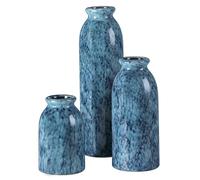 CwlwGO Blue Ceramic Vase Set, Farmhouse Country Blue Vases for Home Decor, Square Vases for Table Top Decoration
