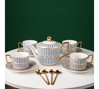 CwlwGO-Bone China Blue And White Tea Cup Sets,Ceramic Cup and Saucer Service for 4,Elegance Afternoon teapot and cup Set,Tea Sets for Women, Tea Cups and Saucer Set for Adults.