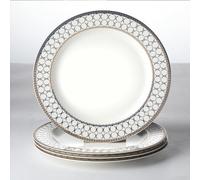 CwlwGO-Bone China Dinner Plates Set of 4, Lace Dishes Set for Salad, Pasta, Dessert, Dinnerware Dishset for Kitchen, Not Suitable for Microwave (8 Inch)
