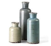 CwlwGO- Ceramic vase 3 Piece Set, Small vase for Country Home Decoration, Modern Farmhouse Living Room Decoration, Christmas Tabletop Decor, Bookcase, Fireplace and Entrance Decoration,