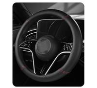 CWMAD Car Steering Wheel Cover Leather for Aston Martin DBX 2020-2023, Anti-slip & Breathable Car Steering Wheel Cover Soft Elastic Steering Wheel Cover,Bla-ck-Red-Type O