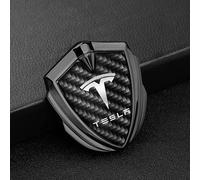 CWMLB 3D Metal Car Logo Sticker for Tesla Model 3 Y S X, Emblem Badge Decals Chrome Look Self Adhesive Signs Sticker Auto Styling Accessories,Black