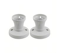 Cwmniily 2 Pack E27 Ceiling Rose Lamp Holder, Straight-Through Socket, White Bakelite Lamp Base, Full-Copper Screw-in Ceiling Pendant Light Fitting, Wall Mount Lamp Adapter for LED Energy Saving Bulbs