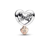 CWOne Designs S925 Sterling Silver Family Moments Love Heart Charm for Pandora Charm Bracelets. (Love you Daughter)