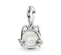 CWOne Designs Sterling Silver Pendant Charm Collection For Bracelet - Authentic S925 Sterling Silver Pendants for Charm Bracelets with Gift Pouch (Cats Best Friend)