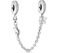 CWOne Designs Sterling Silver Safety Chain Charm, Ideal for Pandora Bracelets and Necklaces, Charm for Mum, Daughter, Wife, Sister, Niece, Birthday and Love Gift for Women (Butterfles)