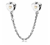 CWOne Designs Sterling Silver Safety Chain Charm, Ideal for Pandora Bracelets and Necklaces, Charm for Mum, Daughter, Wife, Sister, Niece, Birthday and Love Gift for Women (Heart & Crown)
