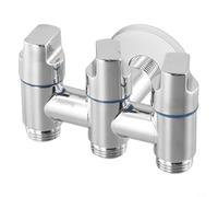 CWOQOCW 1-Inlet 3-Outlet Diverter Valve Solid Steel Multi-Function Angle Stop For Washing Machine Dishwasher Shower Bathroom Sink Faucet Silver(Silver)