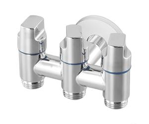 CWOQOCW 1-Inlet 3-Outlet Diverter Valve Solid Steel Multi-Function Angle Stop For Washing Machine Dishwasher Shower Bathroom Sink Faucet Silver(Silver)