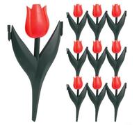 CWOQOCW 12Pcs Interlocking Garden Edging Plastic Tulip Fence Border For Flower Beds Walkways Patio Outdoor Decor 30X15cm Reusable (Red Flowers)