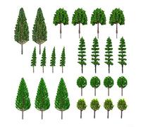 CWOQOCW 25pcs Assorted Model Trees for Diorama Decoration and Train Sets, Realistic Plastic Foliage Ranging 098 to 512 Inches for Hobbyist Landscape Projects