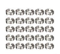 CWOQOCW 25Pcs Stainless Steel Hose Clamps Single Ear Stepless, 6.5-17mm Pipe Clamp Rings Fuel Line Clip For Securing Thin-walled Hoses(9.5MM)