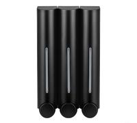 CWOQOCW 3 Compartment Liquid Dispenser Wall Mount No Drill or Drilled Install 350ml Capacity ABS Construction for Bathroom School Public Facilities Black