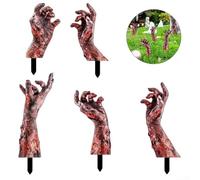 CWOQOCW 5 Pack Halloween Bloody Hand Yard Decor with Stakes, Waterproof PVC Outdoor Lawn and Garden Signs for Party and Haunted House Entrance