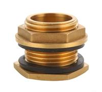 CWOQOCW Brass Water Tank Connector With G1 Thread,Brass Tank Connector No Leak Seal For Rain Bucket And RV Irrigation Systems, Golden(1-inch)