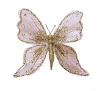 CWOQOCW Butterfly Tree Decorations With Clip Sparkle Wing Ornaments Cloth Holiday Home Accessories Indoor Outdoor Display 25X21cm(Shallow pink)