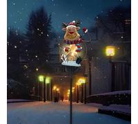 CWOQOCW Christmas Santa Claus Solar Garden Stake Light In Metal For Festive Outdoor Yard And Pathway Illumination(Iron reindeer)