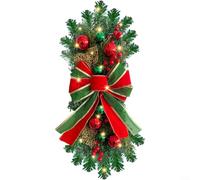 CWOQOCW Christmas Wreath Bow Decor Upside Down Tree Holiday Ornament For Stairs Corridor Party 25X48cm Red Green Blue Gold(A)