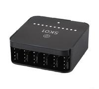 CWOQOCW Compact 12V for PWM Fan Controller Hub Type-C Or DC Powered, 6-Way PC Fan Splitter With Manual Knob Adjustment 0-100%, LED Status Light For Gaming Build Workstation Cooling Solution(Type-C +