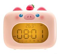 CWOQOCW Cute Cartoon LED Alarm Clock with Temperature Display, Weather Forecast, Multiple Alarms, Snooze and Adjustable Brightness for Kids Bedroom Desk(1)