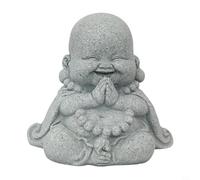 CWOQOCW Fat Laughing Buddha Stone Statue Decoration, Fat Smiling Meditating Buddha Statuary Monk Oriental Garden Décor Zen Garden Ornament Sandstone Effect Outdoor Indoor Statue Decor