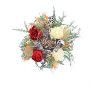 CWOQOCW Festive Door Hanging Wreath With Wooden Plaque And Fabric Details For Christmas, Seasonal Celebrations And Birthdays, 40Cm