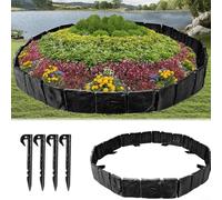 CWOQOCW Flexible Lawn Edging, Plastic Garden Lawn Edging Border With Strong Securing Pegs, Stone Effect, Weather Resistant, Plant Protection, 1 Set(Black)