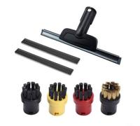 CWOQOCW For Karcher SC2 SC3 SC4 SC5 Steam Cleaner Parts, 7pcs Squeegee Nozzle and Round Brush Kit for Window Bathroom Cleaning, Plastic Black