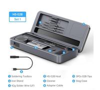 CWOQOCW HS-02 Smart Soldering Iron Storage Box Workbench Kit with 100W Type-C PD Charging Precise Temp Control IPS Display for Electronics Repair(HS-02B high)