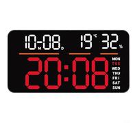 CWOQOCW Large LED Digital Wall Clock, Large Digital Wall Clock with Temperature Display, Calendar, Dual Alarm and Remote Control for Home or Office(Red Light)