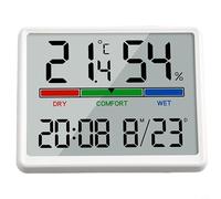 CWOQOCW LED Large Display Electronic Clock Digital Alarm Clock Temperature Humidity Calendar Clock with Day and Date for Bedroom, Bedside, Desk(White)