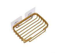 CWOQOCW Metal Strong Suction Soap Dish Holder, Wall Mounted Adhesive Soap Rack Bathroom Shower Bath Net Drain Case Tray For Home, Hotel Or Home Accessory(Gold)