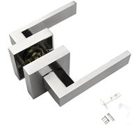 CWOQOCW Modern Aluminum Three Lever Door Handle Lock For Bedroom Bathroom Kitchen Spherical Latch Mechanism With Adjustable Fit 30-50mm Black Finish(E)