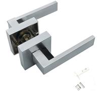 CWOQOCW Modern Aluminum Three Lever Door Handle Lock For Bedroom Bathroom Kitchen Spherical Latch Mechanism With Adjustable Fit 30-50mm Black Finish(C)