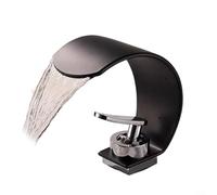 CWOQOCW Modern Snake Shape Waterfall Basin Faucet Single Handle Brass Body Artistic Flow Design Single Hole Mount for Bathroom Decor Black Chrome(black chrome)