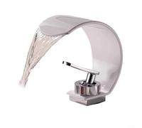 CWOQOCW Modern Snake Shape Waterfall Basin Faucet Single Handle Brass Body Artistic Flow Design Single Hole Mount for Bathroom Decor Black Chrome(White chrome)