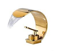 CWOQOCW Modern Snake Shape Waterfall Basin Faucet Single Handle Brass Body Artistic Flow Design Single Hole Mount for Bathroom Decor Black Chrome(gold)
