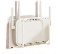 CWOQOCW No Drill WiFi Router Wall Mount for TV Set Top Box, Ventilated Cable Organizer Shelf, Sturdy Carbon Steel Bracket White(S White)